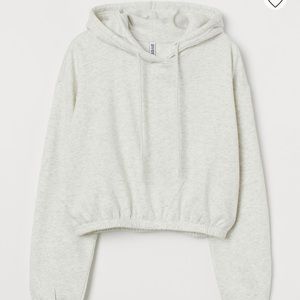 H&M Cropped Hoodie - Light Gray - Size Medium